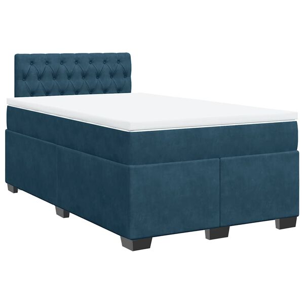 vidaXL Cama boxspring com colch&atilde;o 120x190 cm veludo azul-escuro