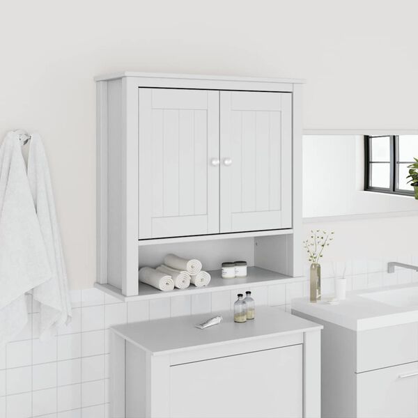 vidaXL M&oacute;vel de parede p/ WC BERG 69,5x27x71,5cm madeira maci&ccedil;a branco