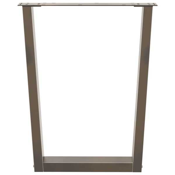 vidaXL P&eacute;s para mesa de jantar em formato de V, 2 pe&ccedil;as, a&ccedil;o natural, 60x(72-73,3) cm, a&ccedil;o