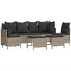 vidaXL 5 pcs conj. sof&aacute;s jardim c/ almofad&otilde;es vime PE cinzento-claro