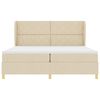 vidaXL Cama Box com colch&atilde;o com cabeceira Creme 200 x 200 cm tecido