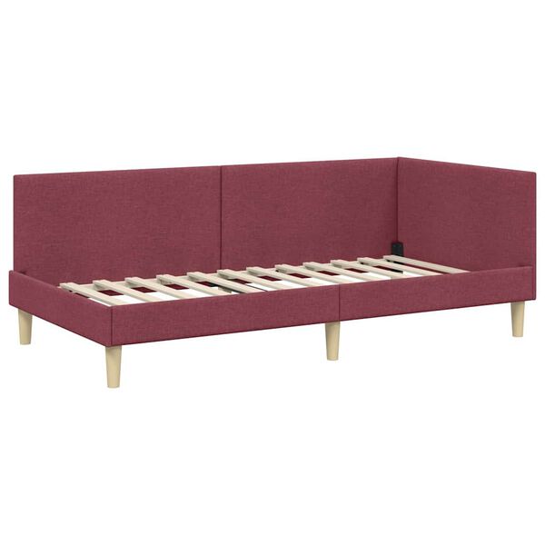 vidaXL Estrutura de Cama de Canto Vinho Vermelho 90 cm x 200 cm Veludo