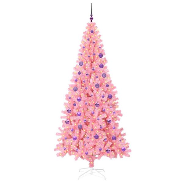 vidaXL &Aacute;rvore de Natal com 300 LEDs com suporte Rosa 180 cm PVC