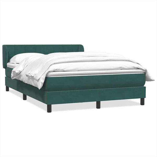vidaXL Cama com molas/colch&atilde;o 140x220 cm veludo verde-escuro