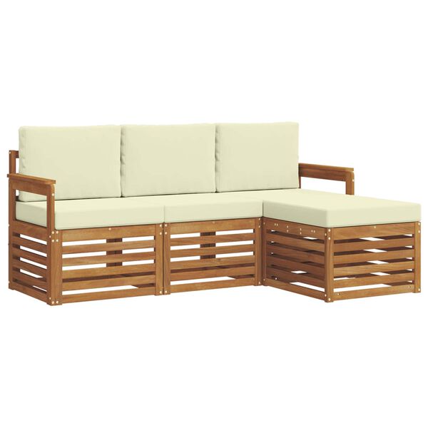 vidaXL Conjunto de Sof&aacute;s para Exterior 4 pcs Natural e Creme