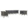 vidaXL 8 pcs conjunto lounge de jardim c/ almofadões vime PE cinzento