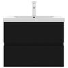 vidaXL Arm&aacute;rio lavat&oacute;rio c/ lavat&oacute;rio embutido derivados madeira preto