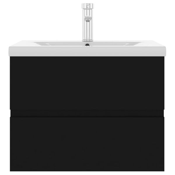 vidaXL Arm&aacute;rio lavat&oacute;rio c/ lavat&oacute;rio embutido derivados madeira preto