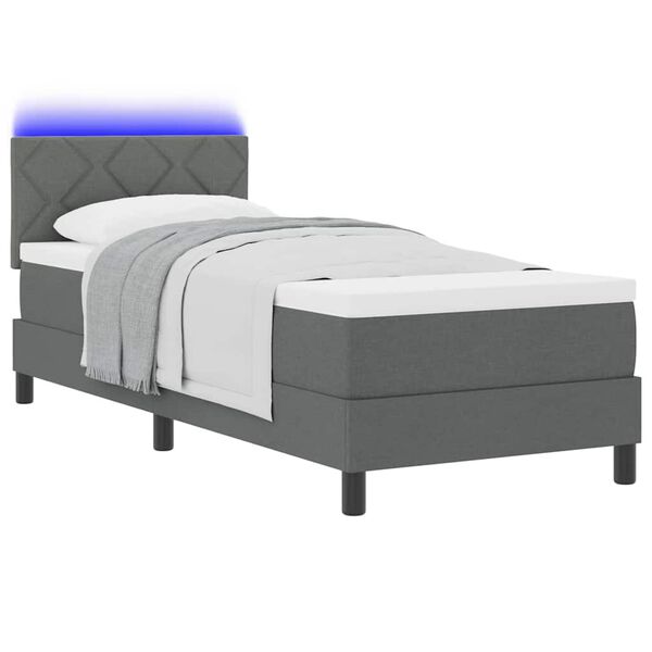 vidaXL Cama Box com colch&atilde;o Cinzento escuro 80 x 200 cm tecido