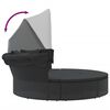 vidaXL Cama lounge de exterior c/ toldo e almofadões vime PE preto