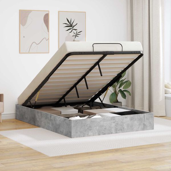 vidaXL Estrutura de Cama Ottoman Cinzento 140 x 200 cm