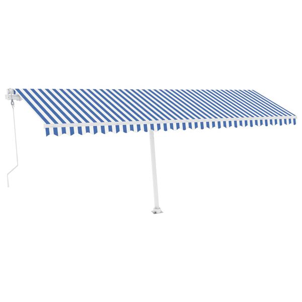 vidaXL Toldo autom&aacute;tico LED e sensor de vento 600x300 cm azul e branco