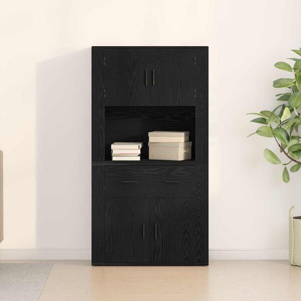 vidaXL Highboard Carvalho preto 80 x 33 x 150 cm Madeira processada
