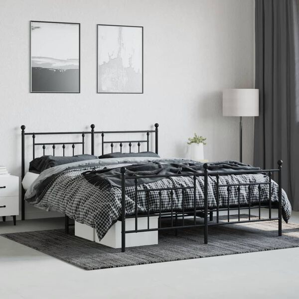 vidaXL Estrutura de cama sem colch&atilde;o com p&eacute;s 180x200 cm preto