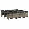 vidaXL 11 pcs conjunto jantar p/ jardim c/ almofad&otilde;es vime PE cinzento