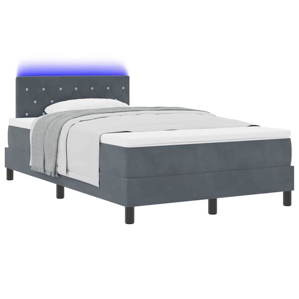 vidaXL Cama Box com colch&atilde;o Cinza Escuro 120 x 190 cm Veludo