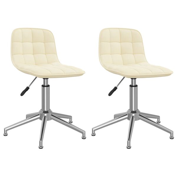 vidaXL Cadeiras de jantar girat&oacute;rias 2 pcs tecido cor creme
