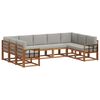 vidaXL Conjunto de Sof&aacute;s para Exterior 9 pcs Cinza Natural e Claro