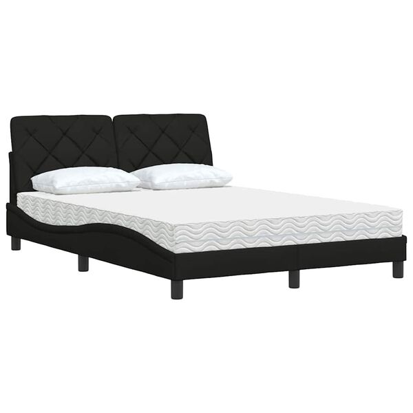 vidaXL Cama com colch&atilde;o 120x200 cm tecido preto