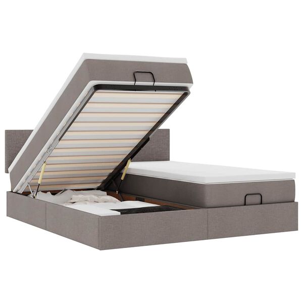 vidaXL Estrutura cama otomana com colch&otilde;es tecido cinzento 200x200cm