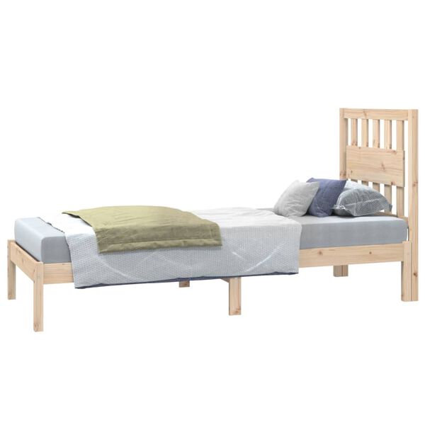 vidaXL Estrutura de cama pequena solteiro 75x190 cm pinho maci&ccedil;o