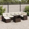 vidaXL 8 pcs conjunto sof&aacute;s de jardim c/ almofad&otilde;es vime PE castanho