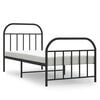 vidaXL Estrutura de cama com cabeceira e p&eacute;s 90x190 cm metal preto
