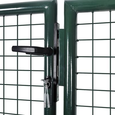 vidaXL Portão de cerca 306x150 cm aço verde