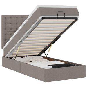 vidaXL Estrutura de cama otomana com colch&atilde;o tecido cinzento 80x200cm