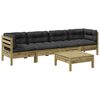 vidaXL 5 pcs conjunto sof&aacute;s de jardim c/ almofad&otilde;es pinho impregnado