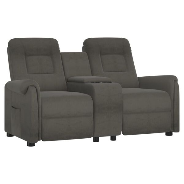 vidaXL Poltrona massagem 2 lug. reclin&aacute;vel c/suporte copo cinza-escuro