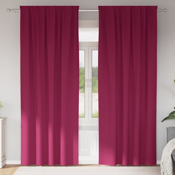 vidaXL Cortinas Blackout com Argolas 2 pcs Vinho Vermelho 225 x 140 cm