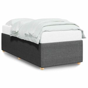 vidaXL Estrutura de cama de solteiro tecido cinzento-escuro