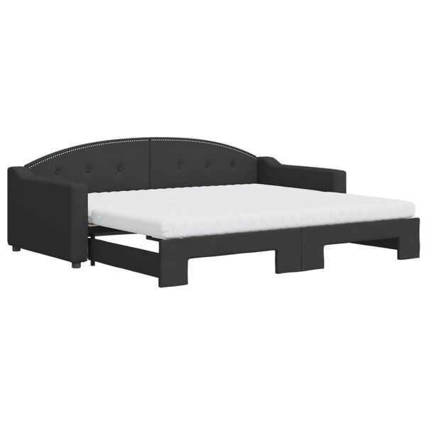 vidaXL Sof&aacute;-cama com gavet&atilde;o e colch&otilde;es 90x200 cm tecido preto