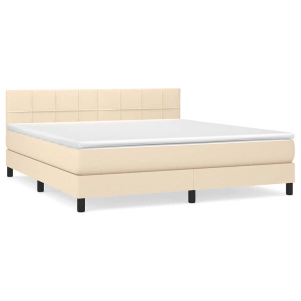 vidaXL Cama com molas/colch&atilde;o 180x200 cm tecido cor creme