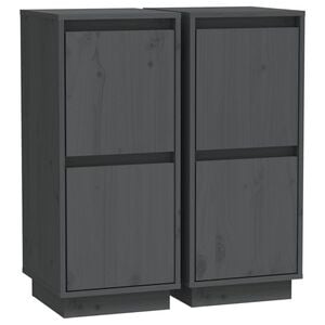 vidaXL Aparadores 2 pcs 31,5x34x75 cm madeira de pinho maci&ccedil;a cinza