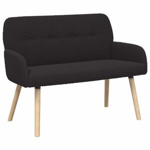 vidaXL Sof&aacute; de 2 lugares com p&eacute;s de madeira maci&ccedil;a Preto Boucl&eacute;