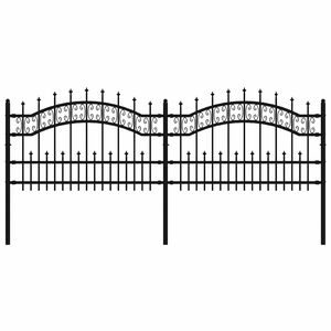 vidaXL Cerca de jardim KAMPEN com ponta em forma de lan&ccedil;a, preto, 240x75 cm, em a&ccedil;o.