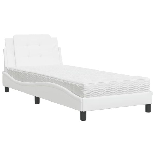 vidaXL Estrutura de cama sem colch&atilde;o Zadar 90x200 cm couro artificial branco