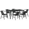 vidaXL Conjunto de Jantar para Jardim 7 unid. Preto A&ccedil;o revestido a p&oacute;