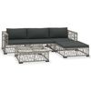 vidaXL 5 pcs conjunto lounge de jardim c/ almofad&otilde;es vime PE cinzento