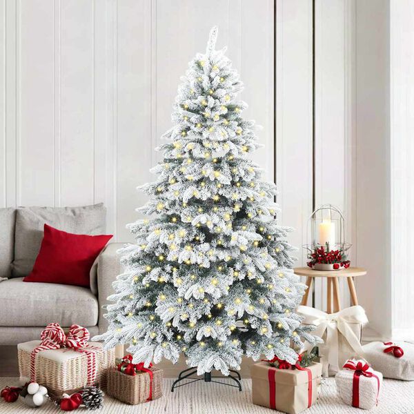 vidaXL &Aacute;rvore de Natal Artificial com 300 LEDs Branco 180 cm PE e PVC