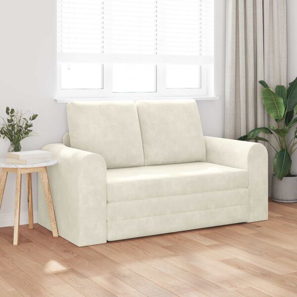 vidaXL Sof&aacute;-Cama 60cm Creme Veludo