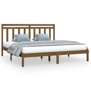 vidaXL Estrutura de cama 200x200 cm madeira maci&ccedil;a castanho mel