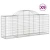 vidaXL Cestos gabião arqueados 9 pcs 200x50x80/100cm ferro galvanizado