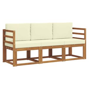vidaXL Conjunto de Sof&aacute;s para Exterior 3 unid. Natural e Creme