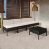 vidaXL 5 pcs conjunto lounge de jardim c/ almofad&otilde;es vime PE preto