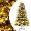 vidaXL &Aacute;rvore de Natal com pinhas pr&eacute;-iluminada 195 cm PVC e PE verde
