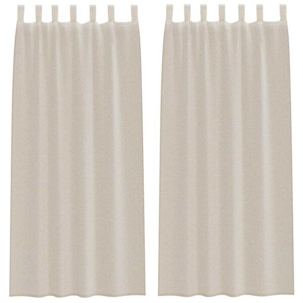 vidaXL Cortina de Voile 2 pcs Areia 245 x 140 cm Poli&eacute;ster