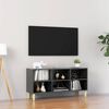 vidaXL M&oacute;vel de TV pernas de madeira 103,5x30x50 cm cinzento brilhante